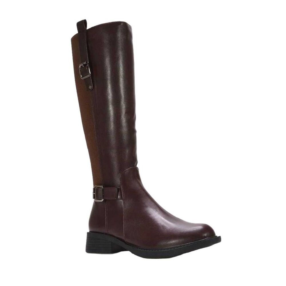 XY London Womens/Ladies Seraphine Knee-High Stretch Low Heel Riding Boots / Brow